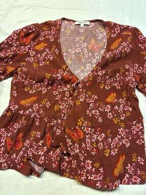 Madewell Butterfly Garden Peplum Top Size 6